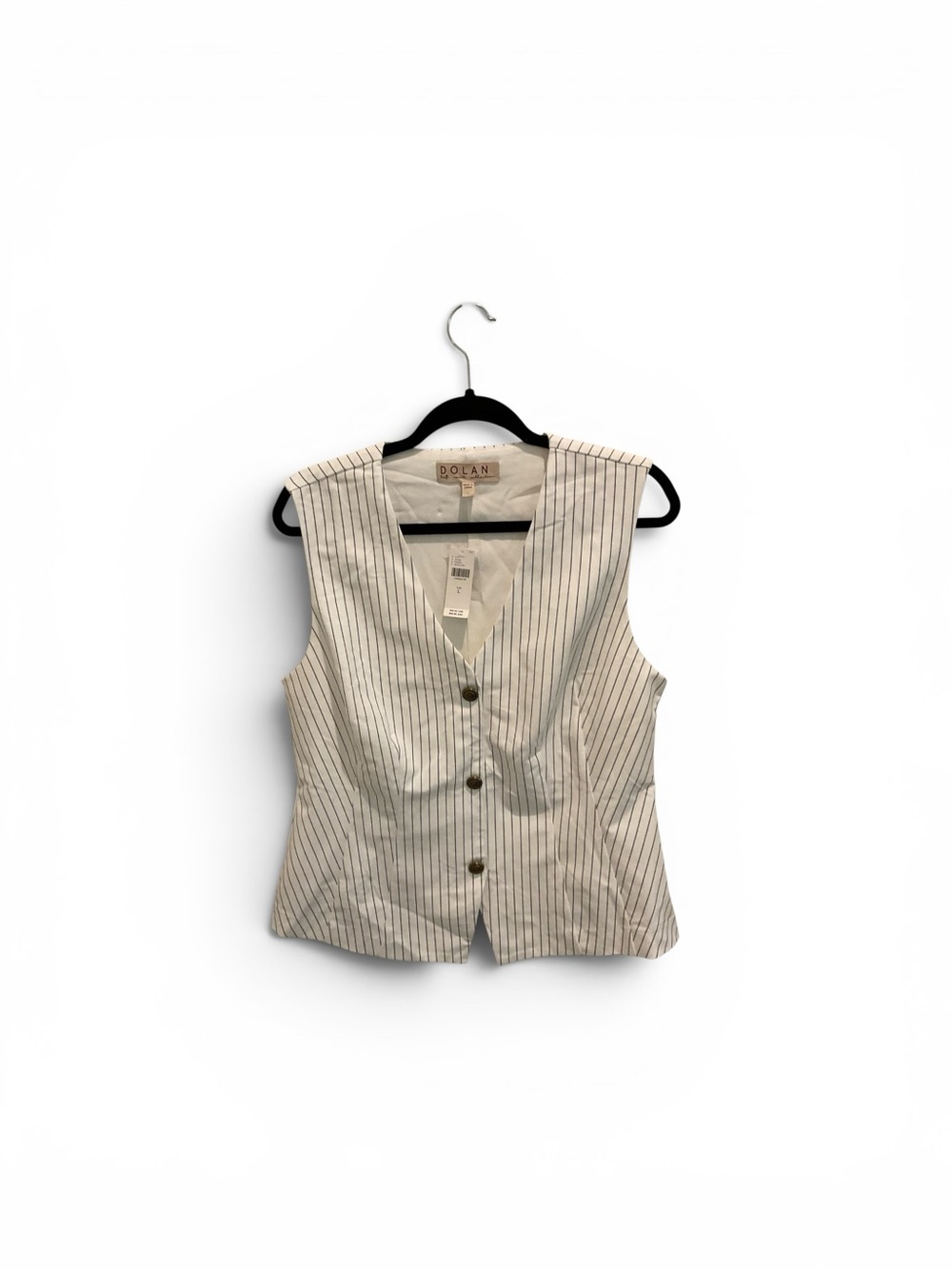 dolan Cream Pinstripe Button-Front Women's Vest